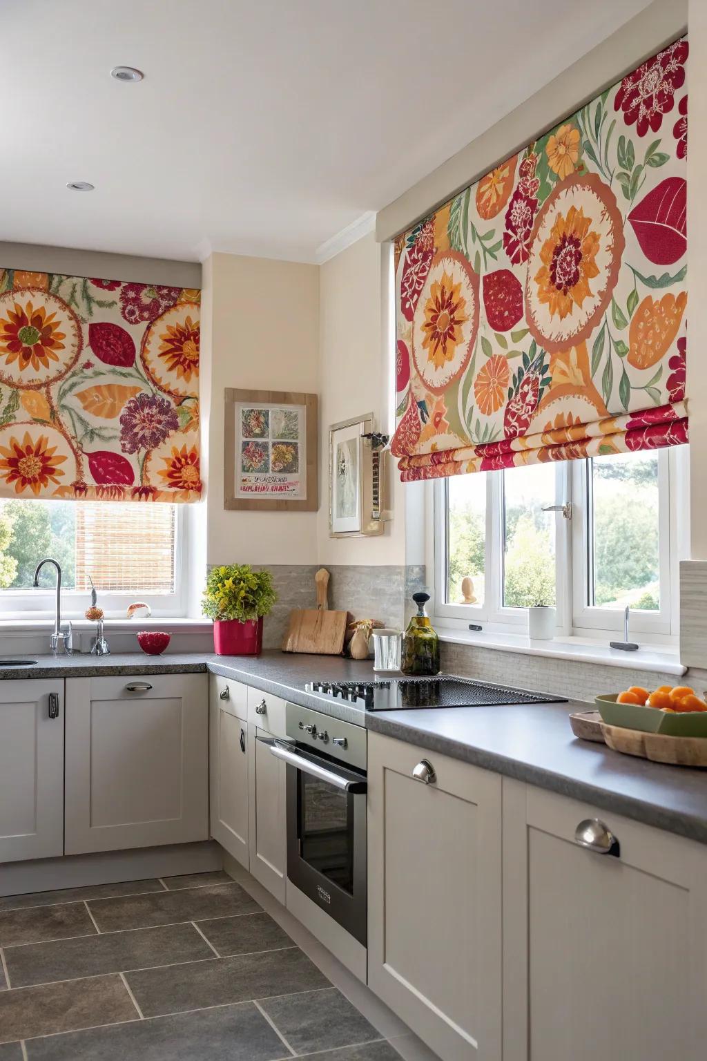Vivid motifs breathe life into the kitchen's aesthetic.