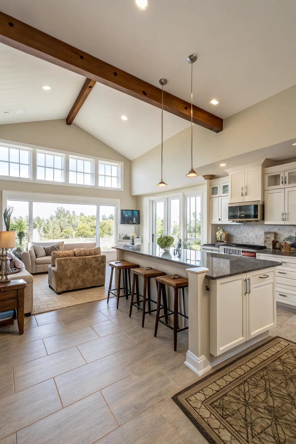 An open layout seamlessly connects the kitchen with other living spaces.