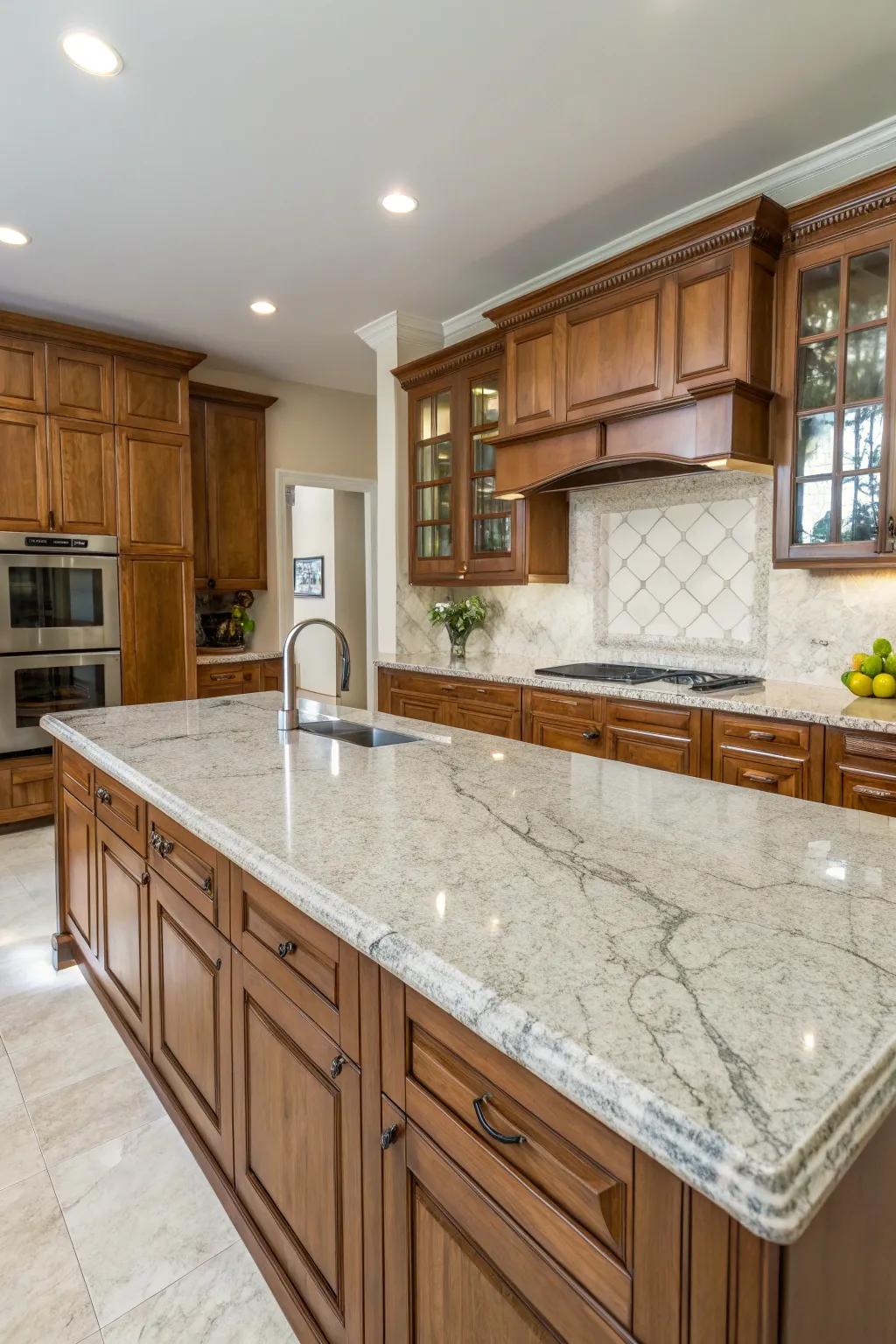 Natural stone countertops provide both aesthetic appeal and durability.
