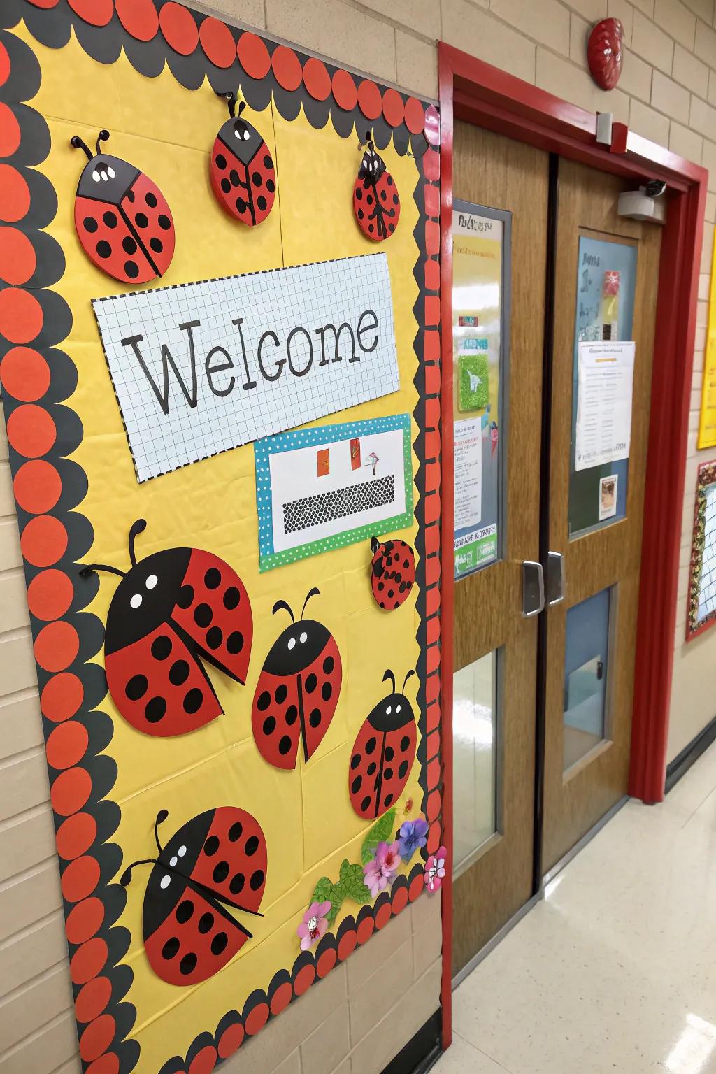 A welcoming ladybug inspiration board, perfect for making students feel at home.