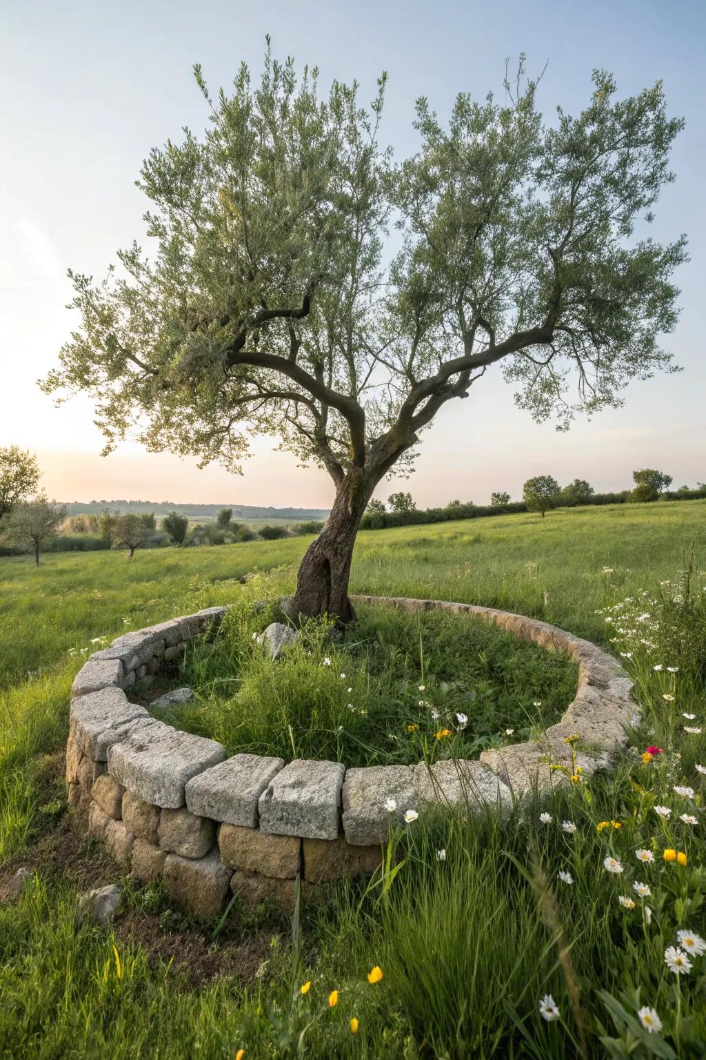 A delightful pebble boundary accentuates the inherent charm of any tree.