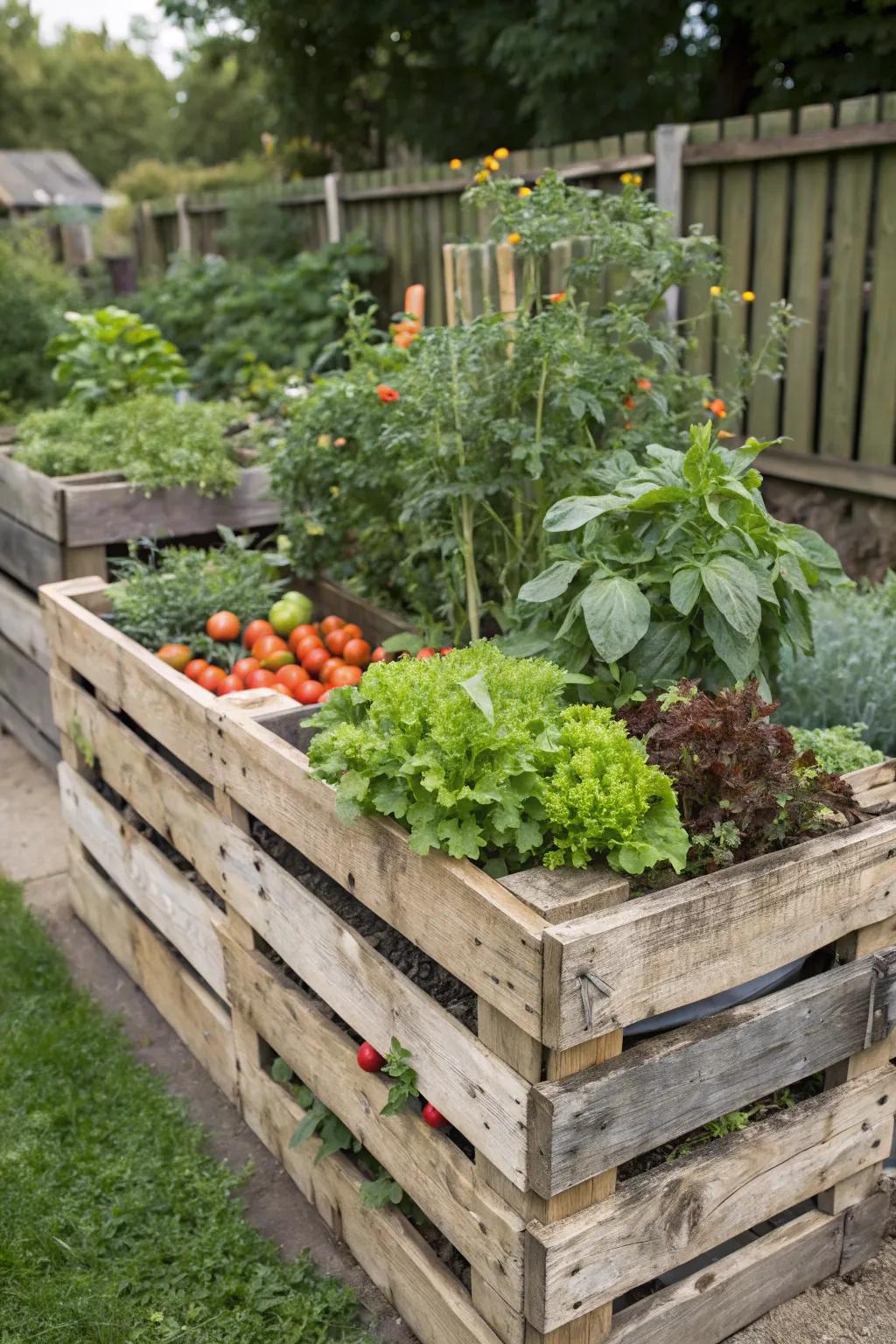 Wood skids fashion endearing and economical elevated beds for your garden area.