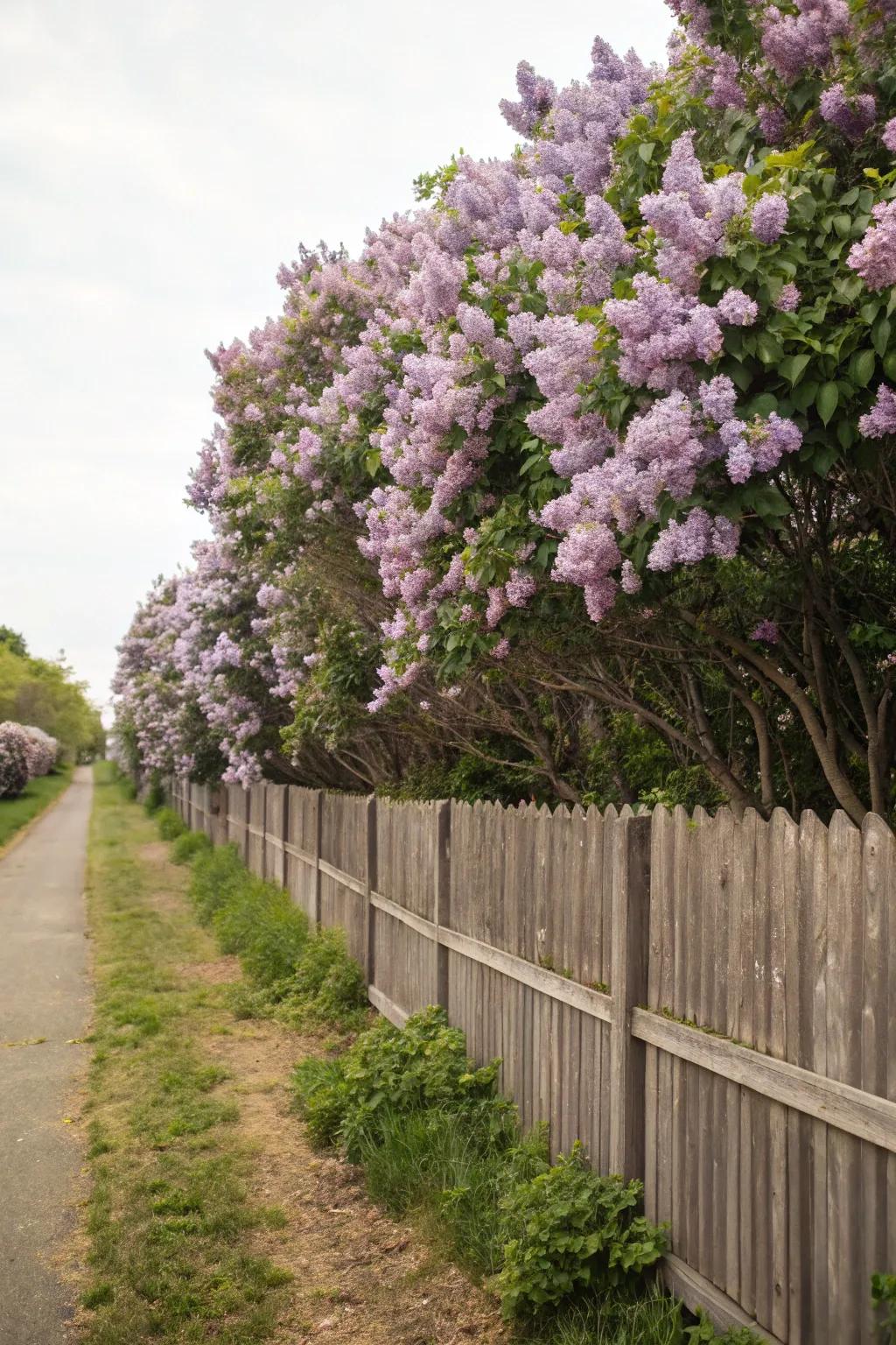 A lilac screen offering both seclusion and visual charm within the garden.