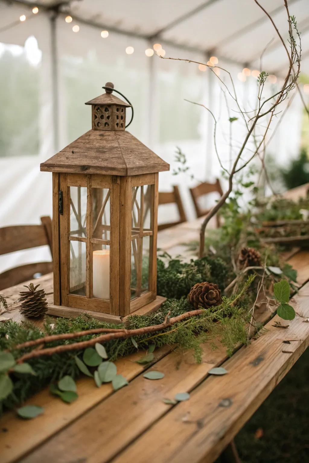 Wooden lanterns add a rustic touch to your decor.