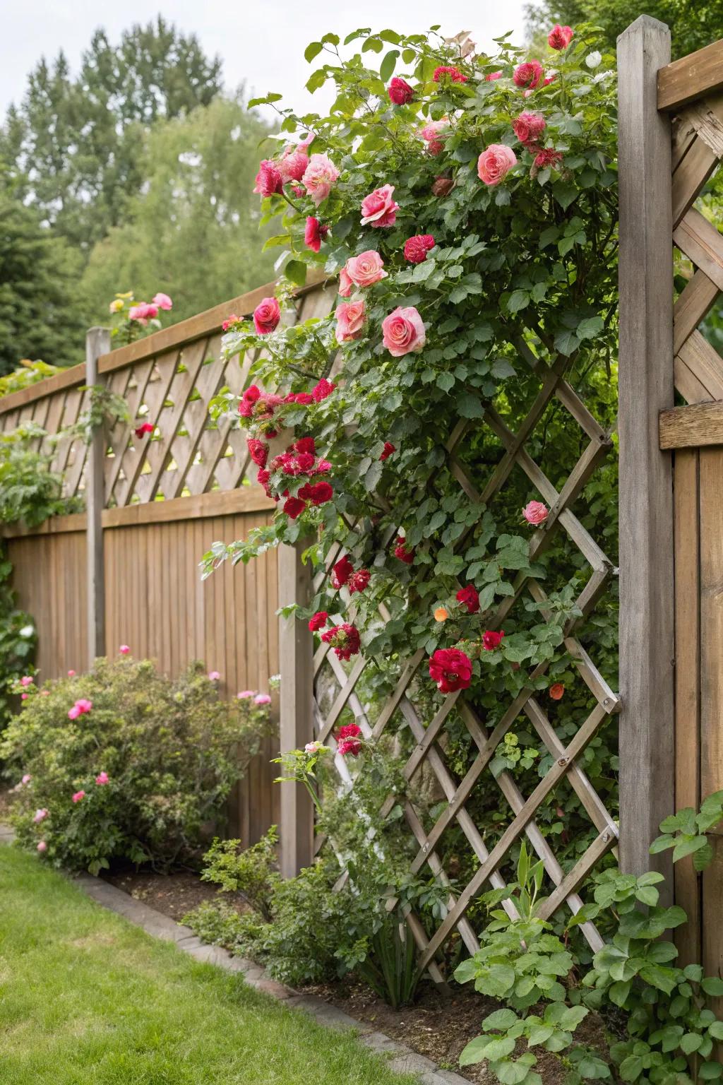 Bring sophistication to your garden with ornamental lattice fence screens.
