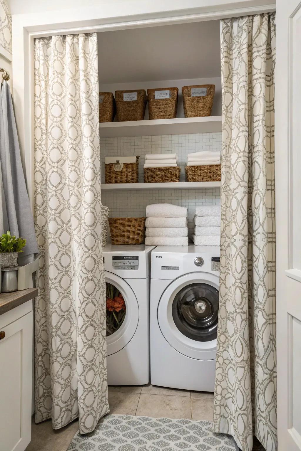 Using drapes to conceal machines can really introduce a sense of sophistication to your utility area.