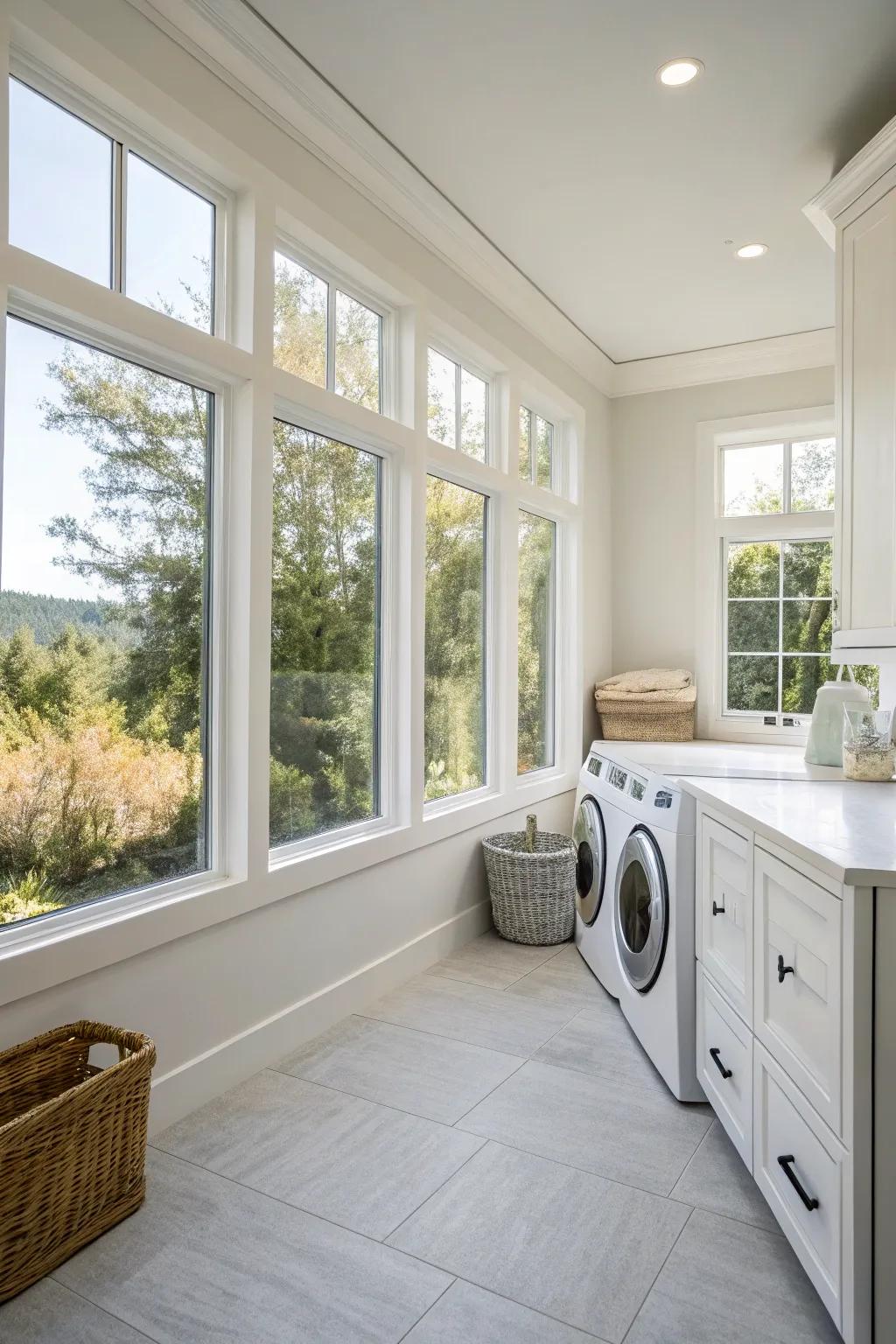 A simple laundry room filled with natural light.
