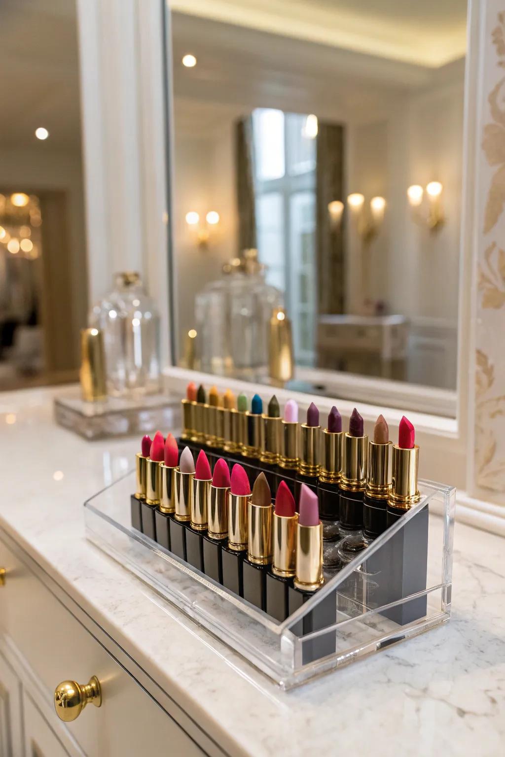 Showcase your collection on a chic transparent shelf.