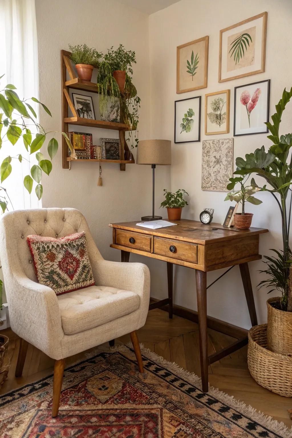 A comfortable corner turned into an effective workspace.