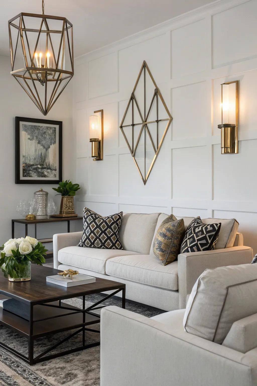 Angular lights introduce a modern artistic element to your walls.