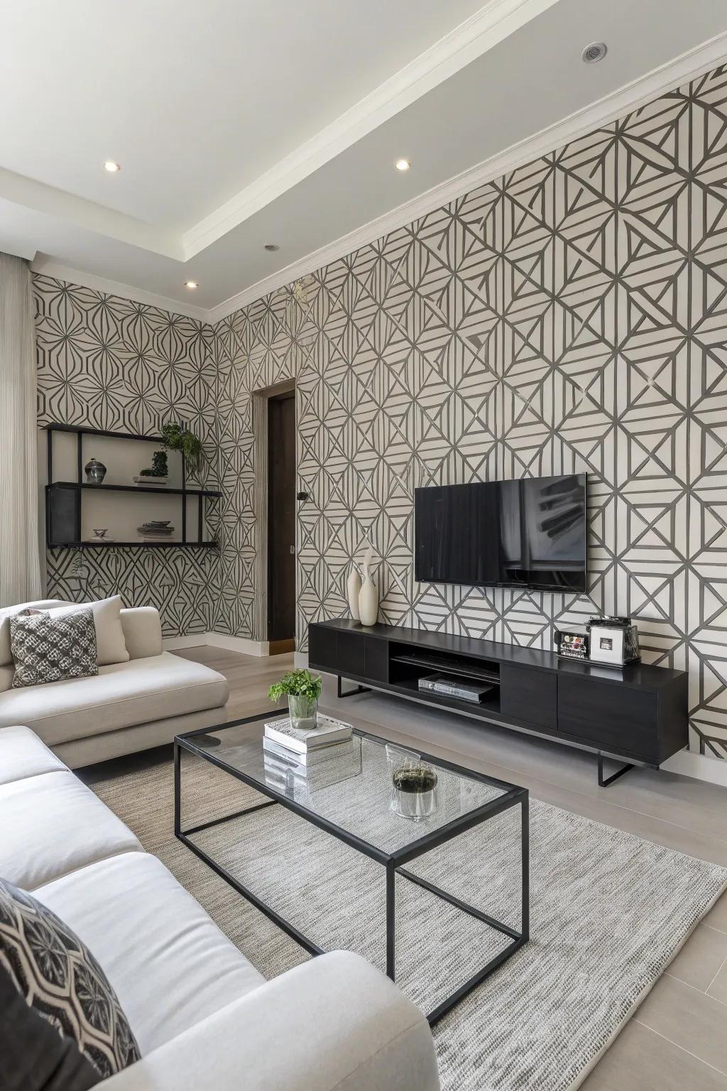 Geometric designs lend a sense of organized beauty to your living room.