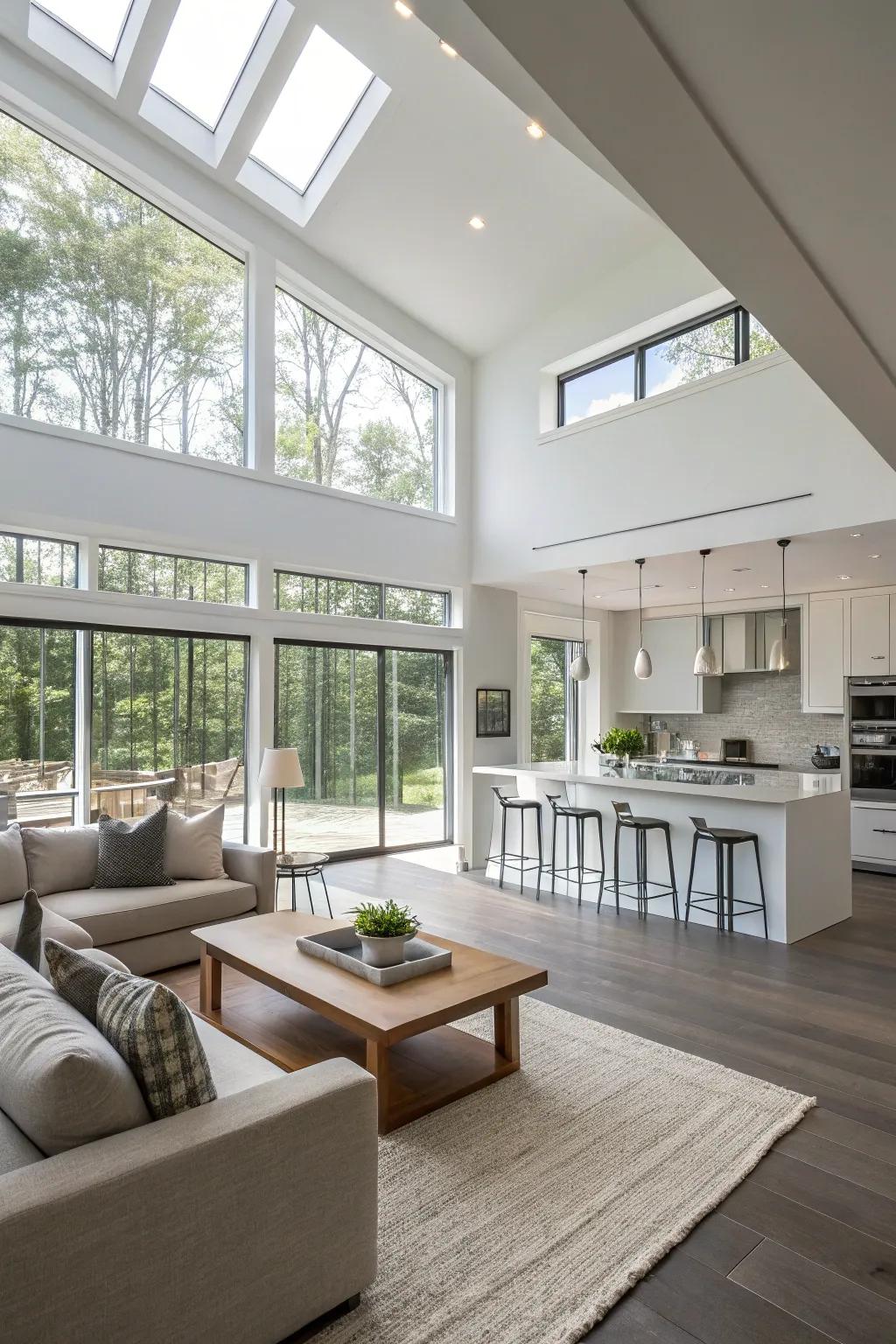 An open-style room that flawlessly combines the living and kitchen zones.