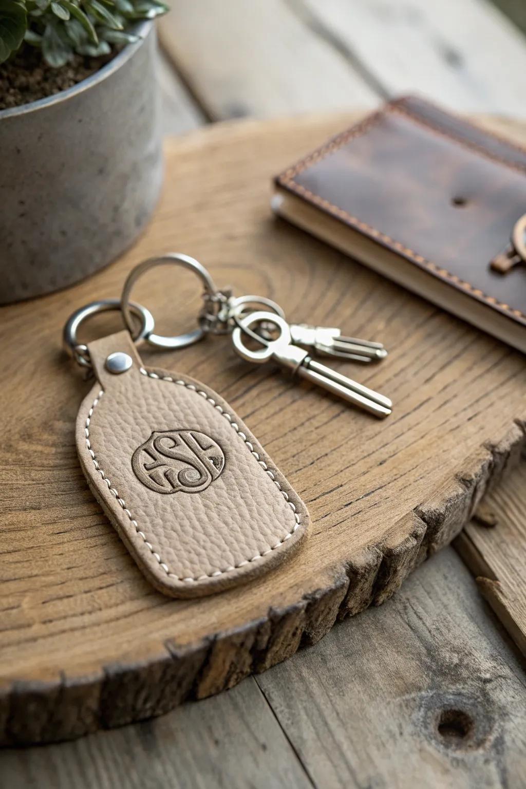 A personalized keychain adds a dash of sophistication to everyday necessities.