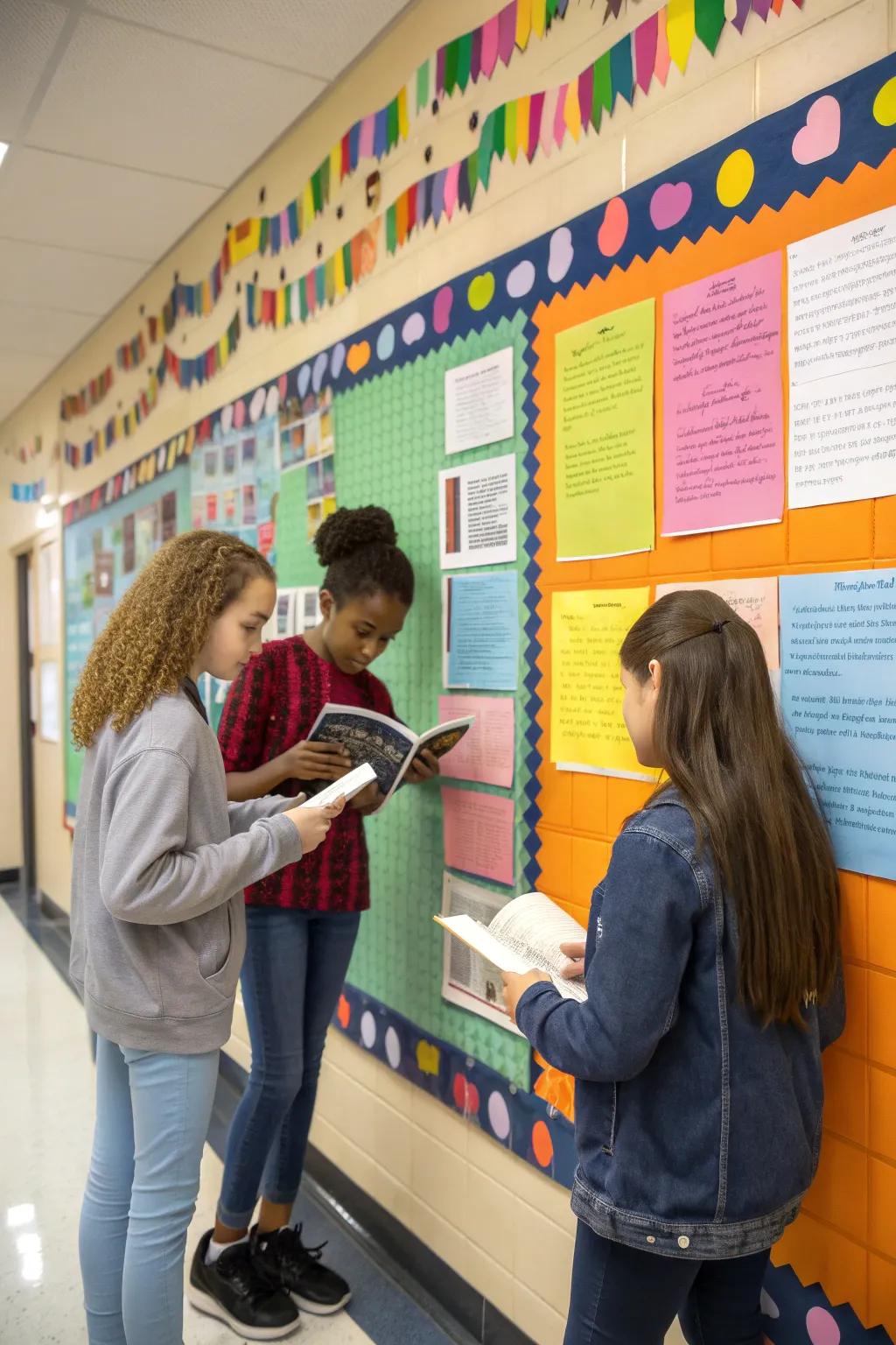 A motivating bulletin board brimming with inspirational phrases