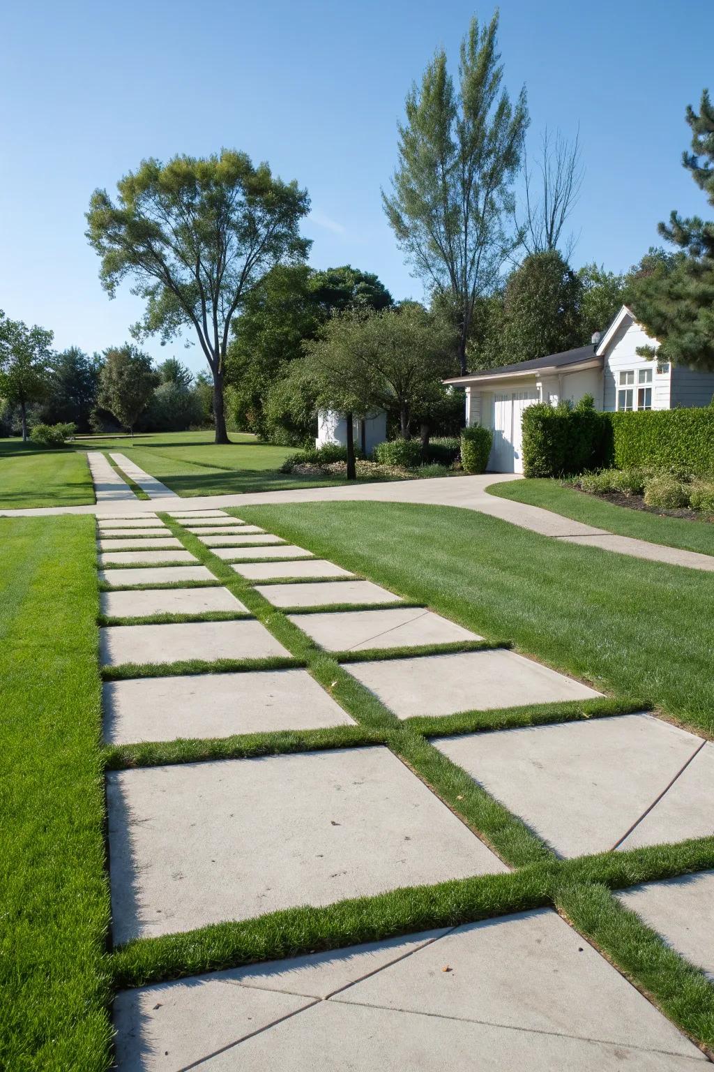 Sharp lines and geometric shapes define this minimalist front yard.