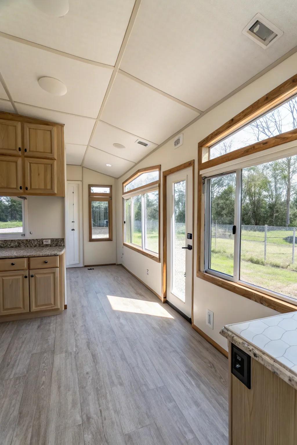 By opening up the design of your mobile home, you're able to make it feel more spacious and welcoming.