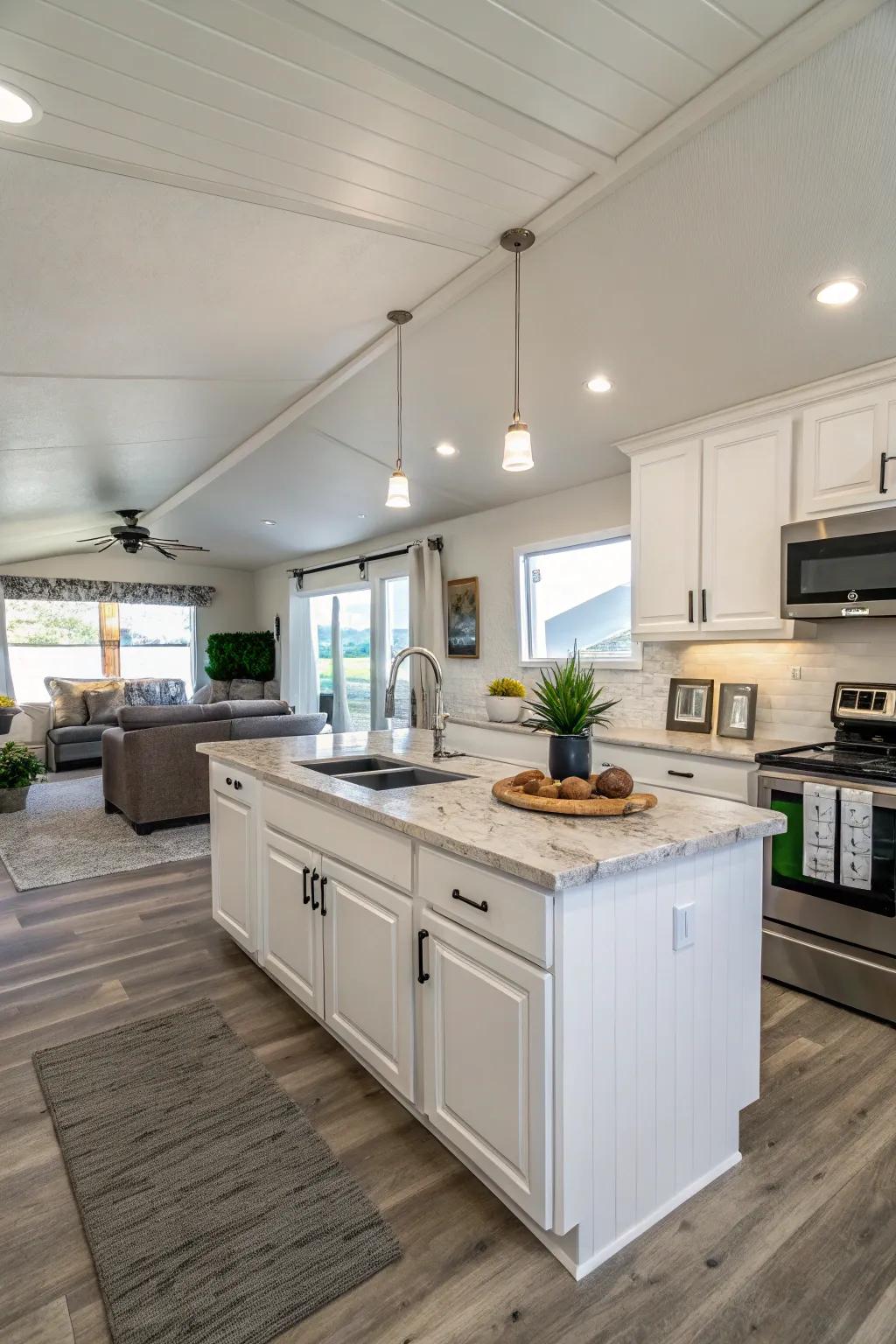 An open kitchen layout can turn even the most compact areas into a culinary haven.