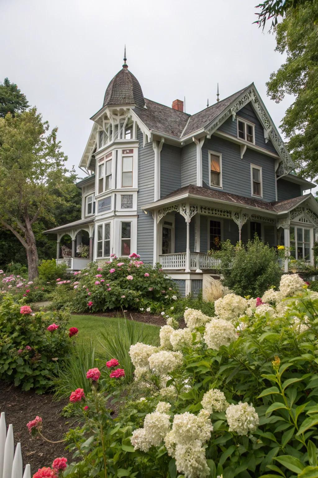 Stone grey and white detailing bring timeless sophistication to this Victorian home.