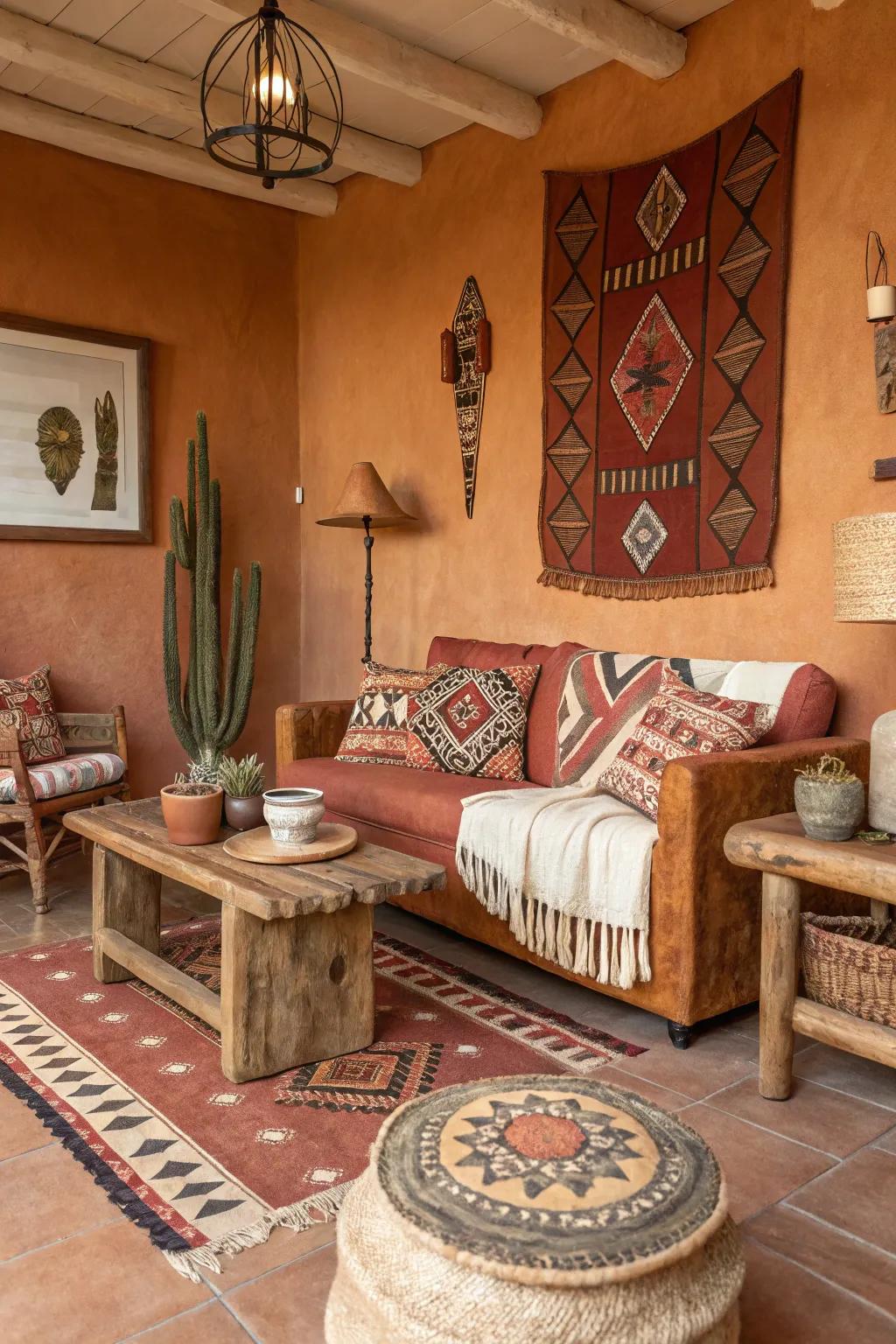 Grounded colors are the ideal base for a Southwestern style interior.