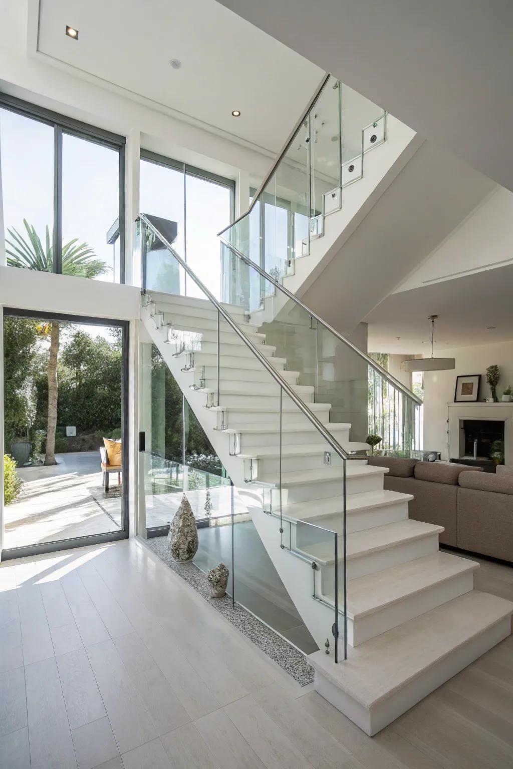 Minimalist stairwells achieve refinement through straightforwardness and sharp lines.