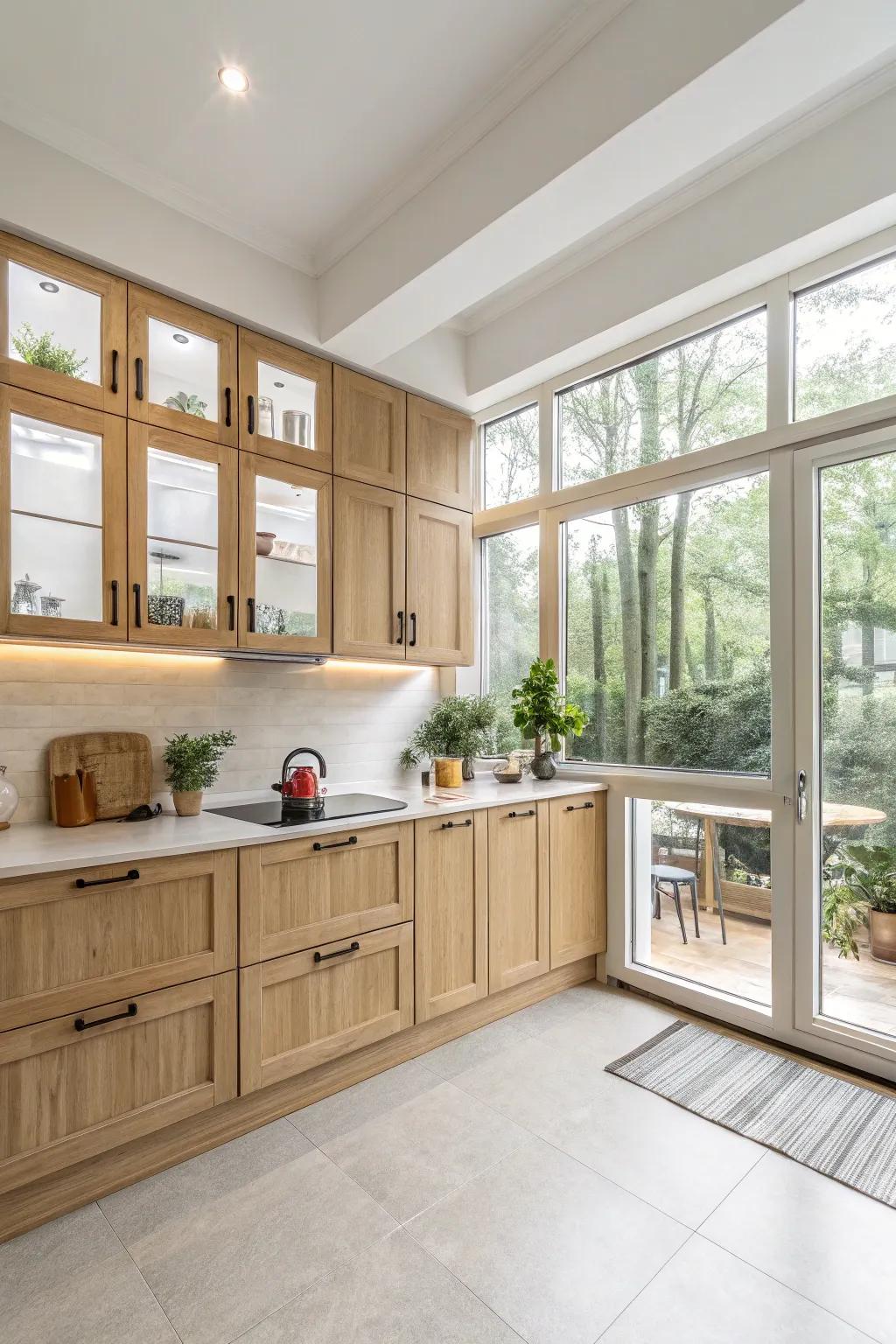 Fully utilize corner spaces with an efficient L-shaped kitchen configuration.