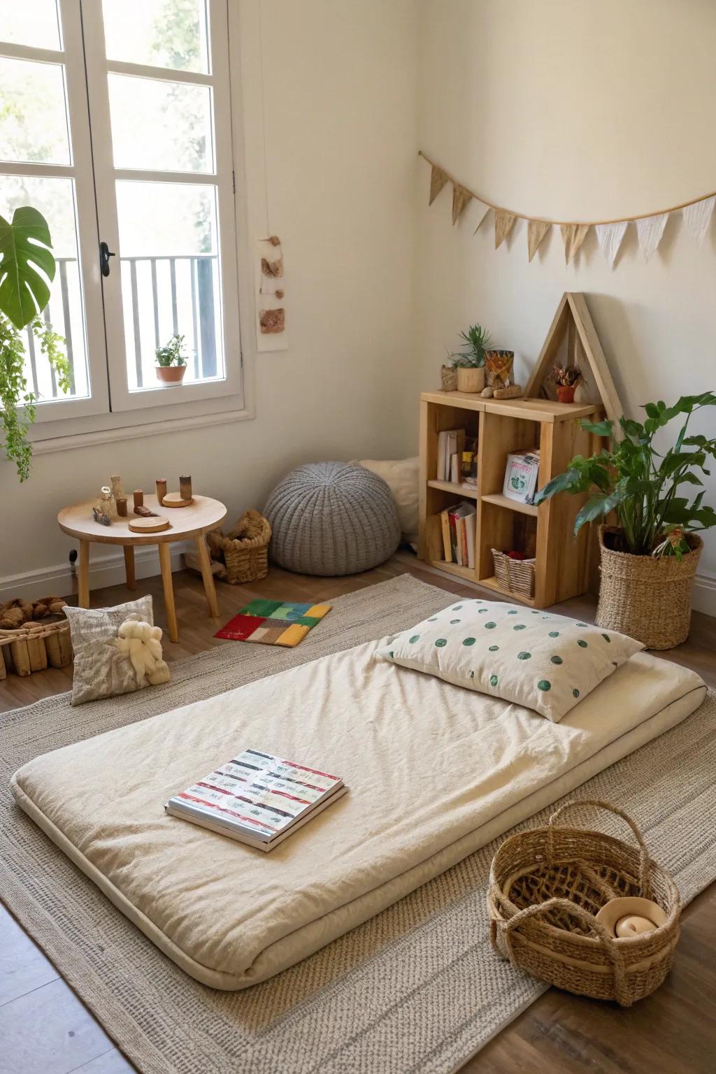 The floor bed promotes autonomy and unrestricted movement.