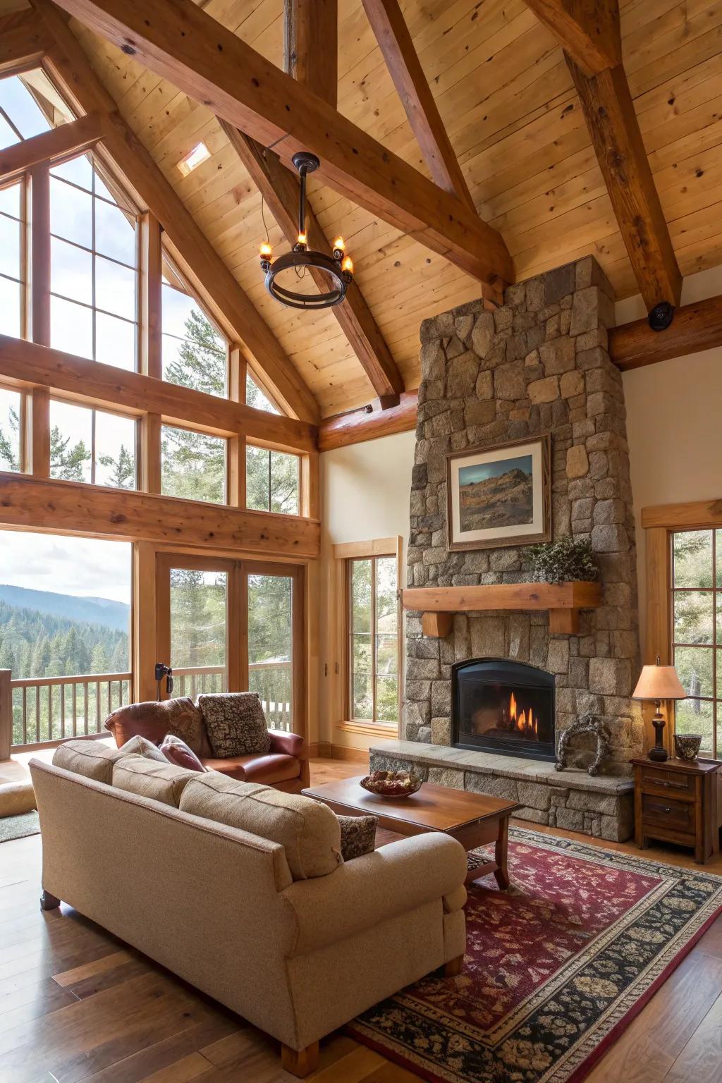 Natural materials like wood and stone really bring the outdoors in.