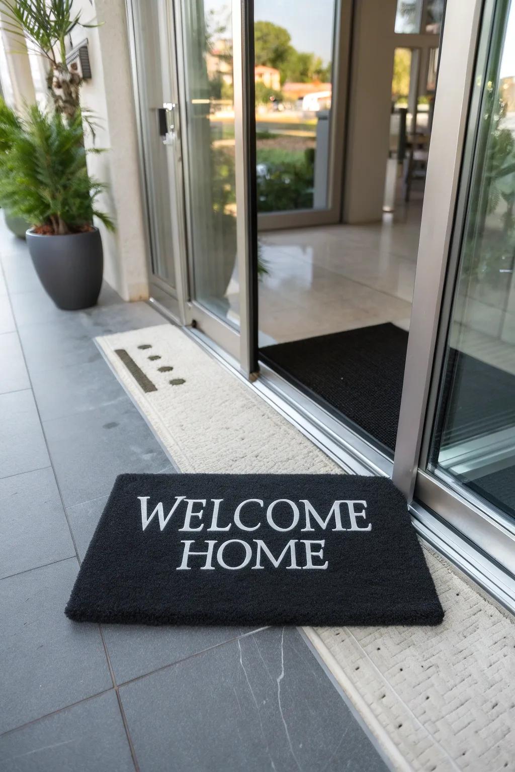 A bespoke welcome mat enhances the character of any entry.