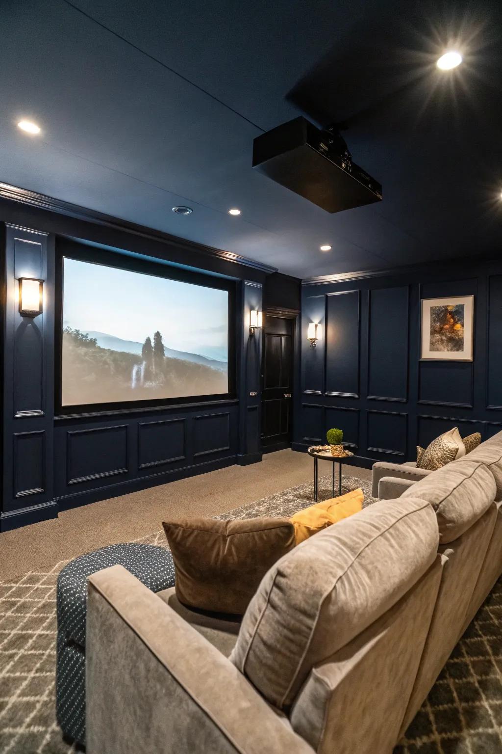 Deep colors enhance the atmosphere for watching movies.