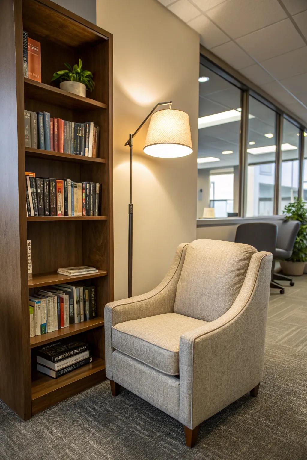 A peaceful reading spot ideal for unwinding with an engaging book.