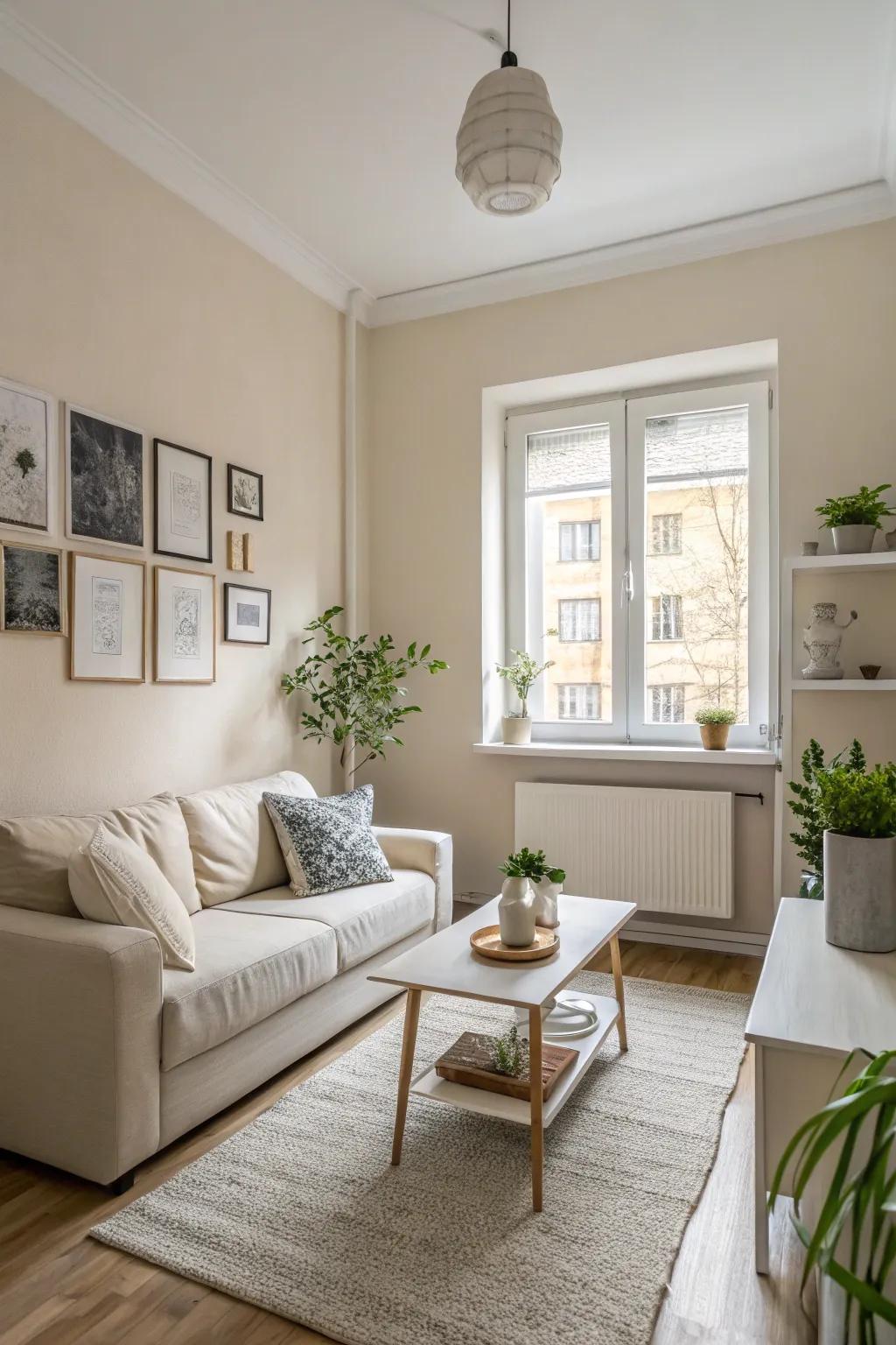 Neutral colors foster an airy and expansive ambiance.