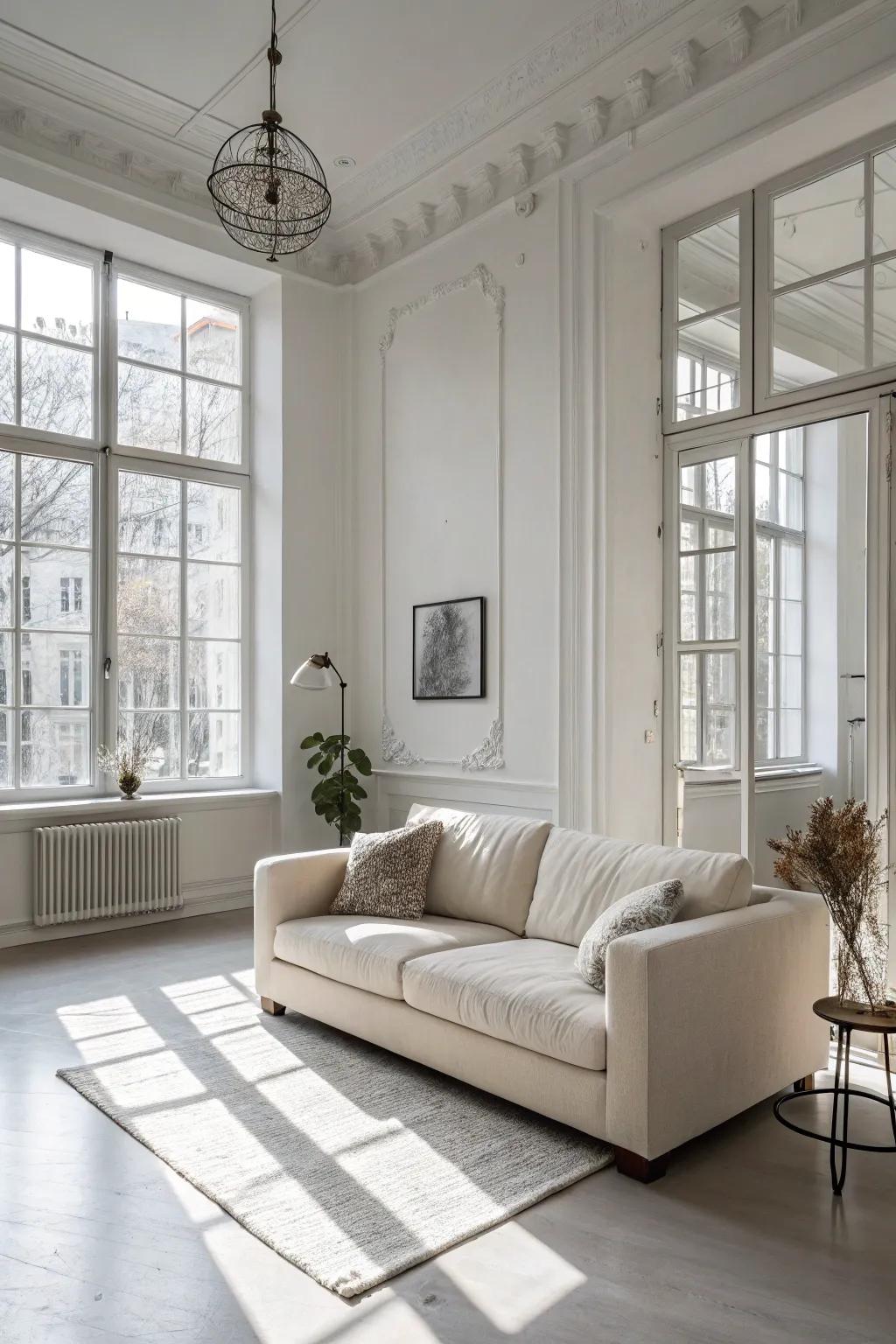 A minimalist arrangement showcasing the couch in an open environment.