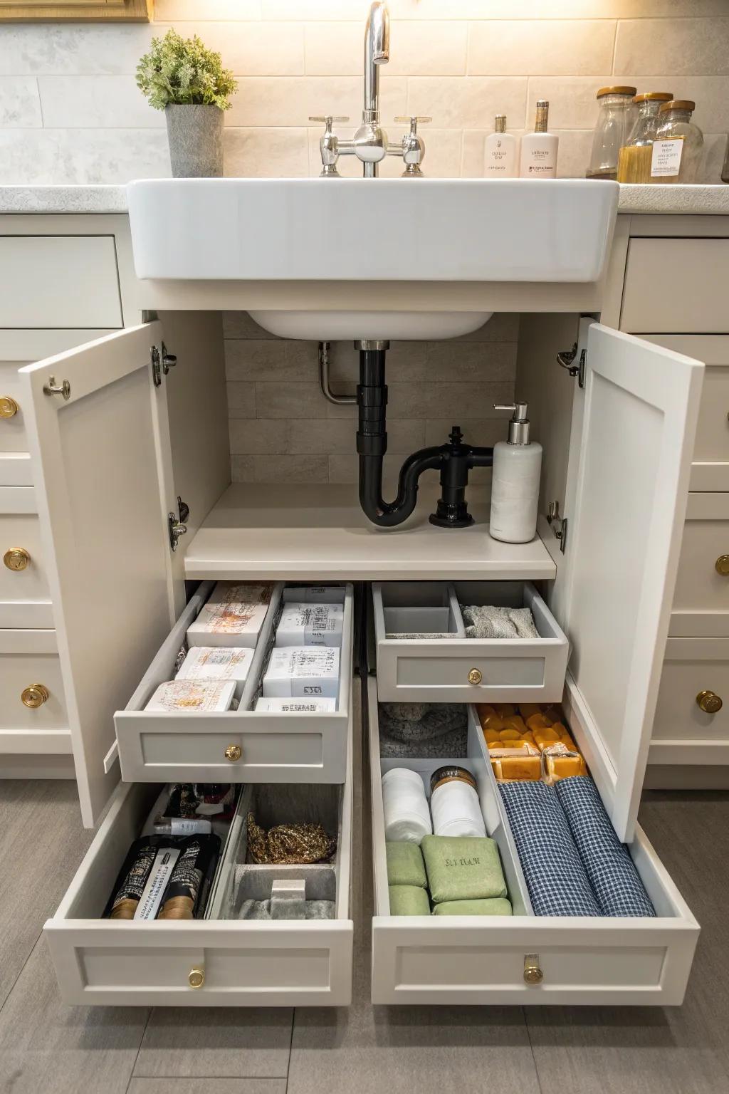 Make the most of your space with drawers specifically made to work with your cabinet's form.