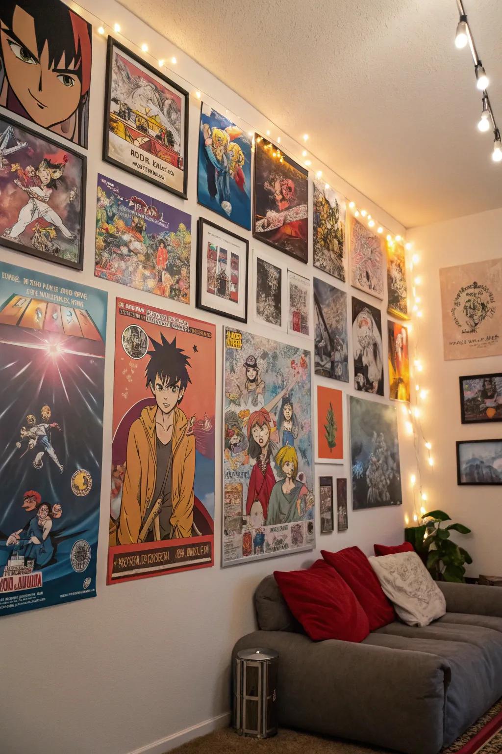 Craft an anime art gallery upon your walls, providing daily inspiration.