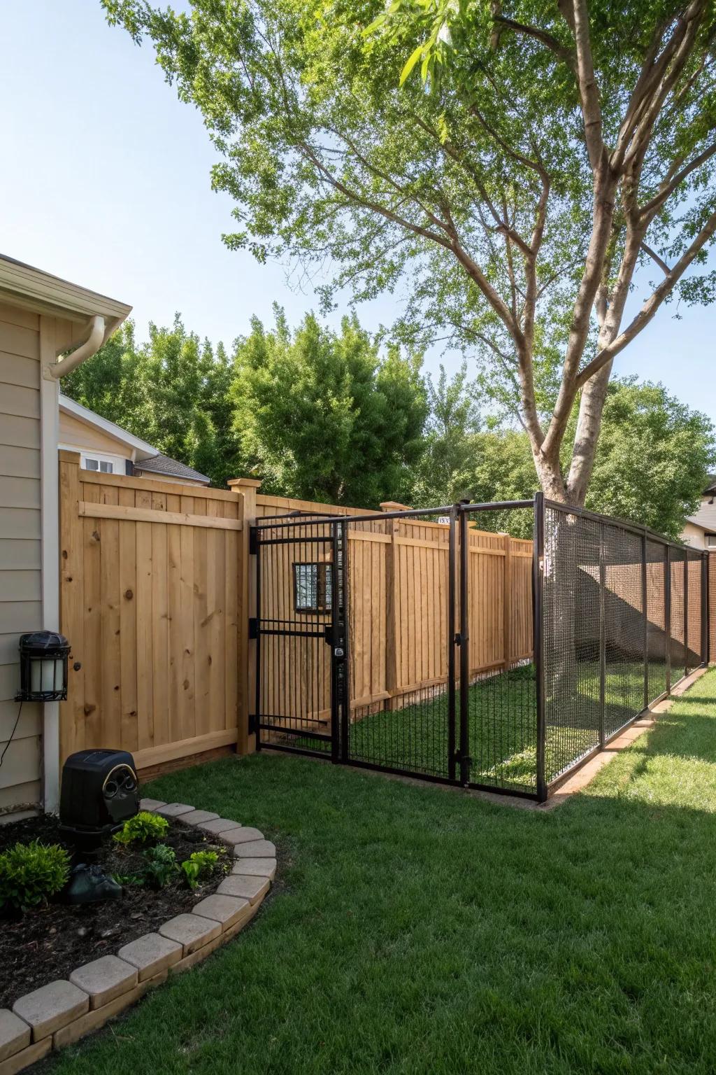 Assure your dog's safety with a thoughtfully designed fenced enclosure.
