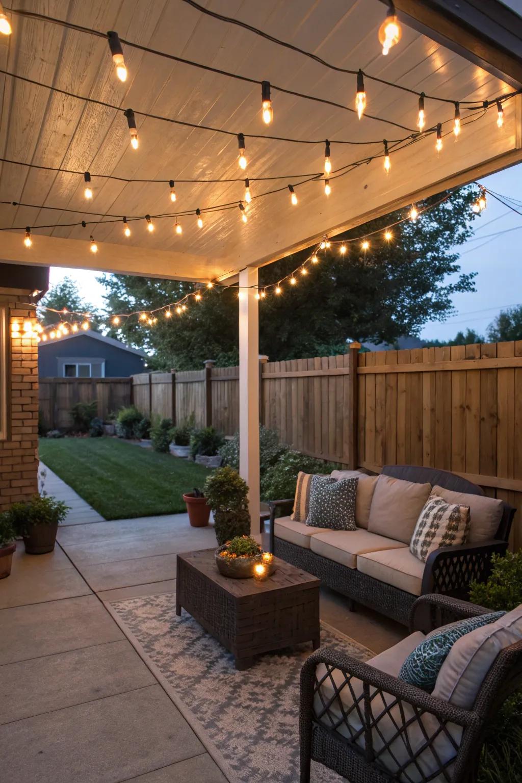String lights bestow a captivating allure upon any porch environment.