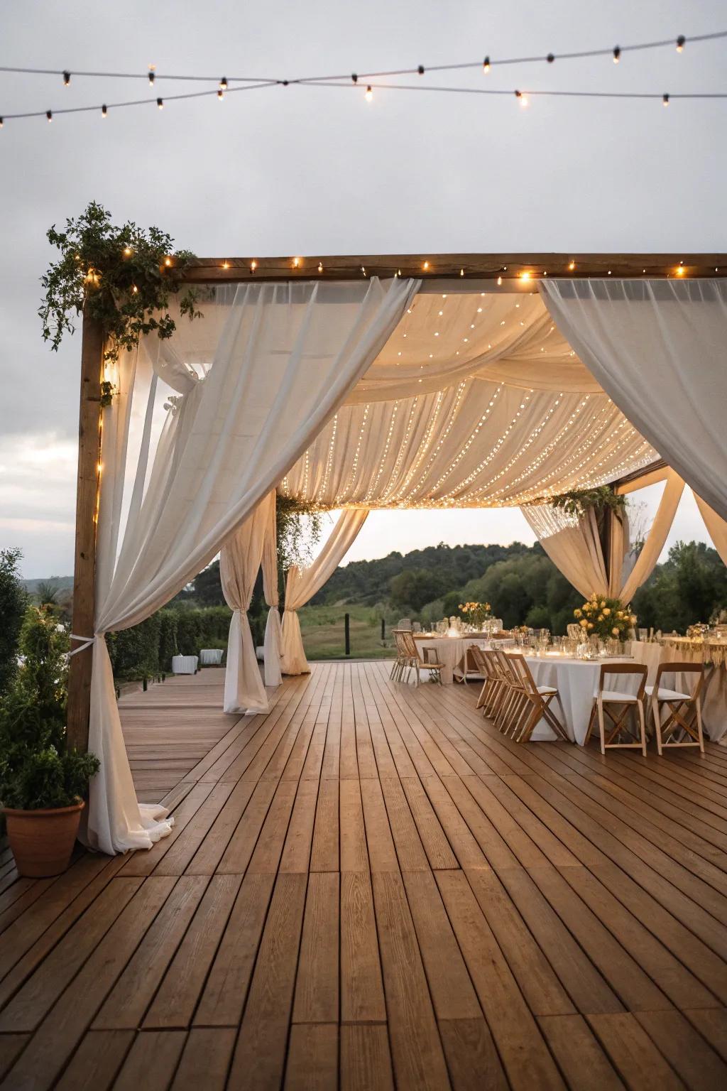 Timber decking contributes an elegant element to any outdoor occasion.