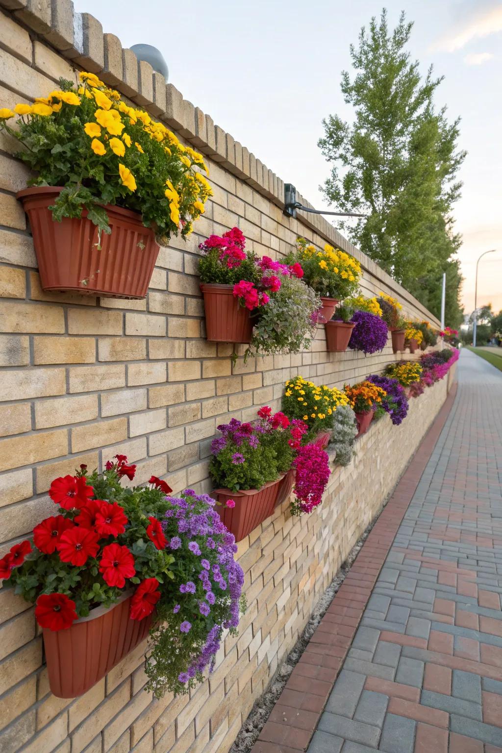Infuse your outdoor walls with a burst of color using lively planters.