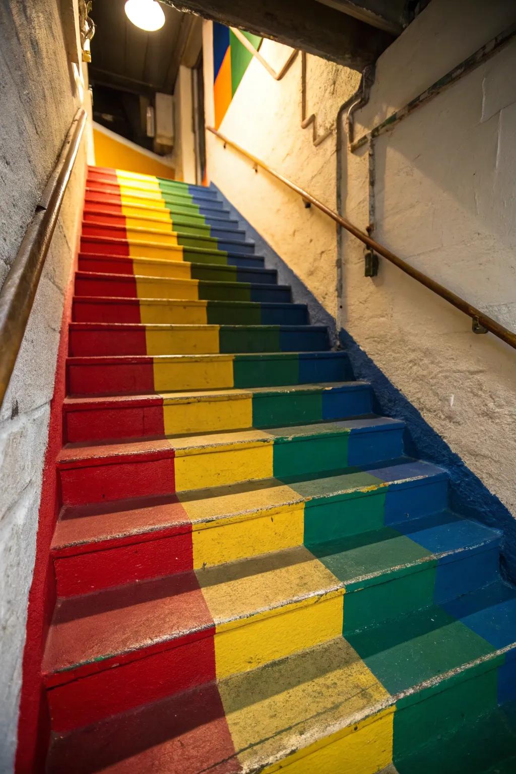 Turn your stairs into a modern art piece with bold color blocks.