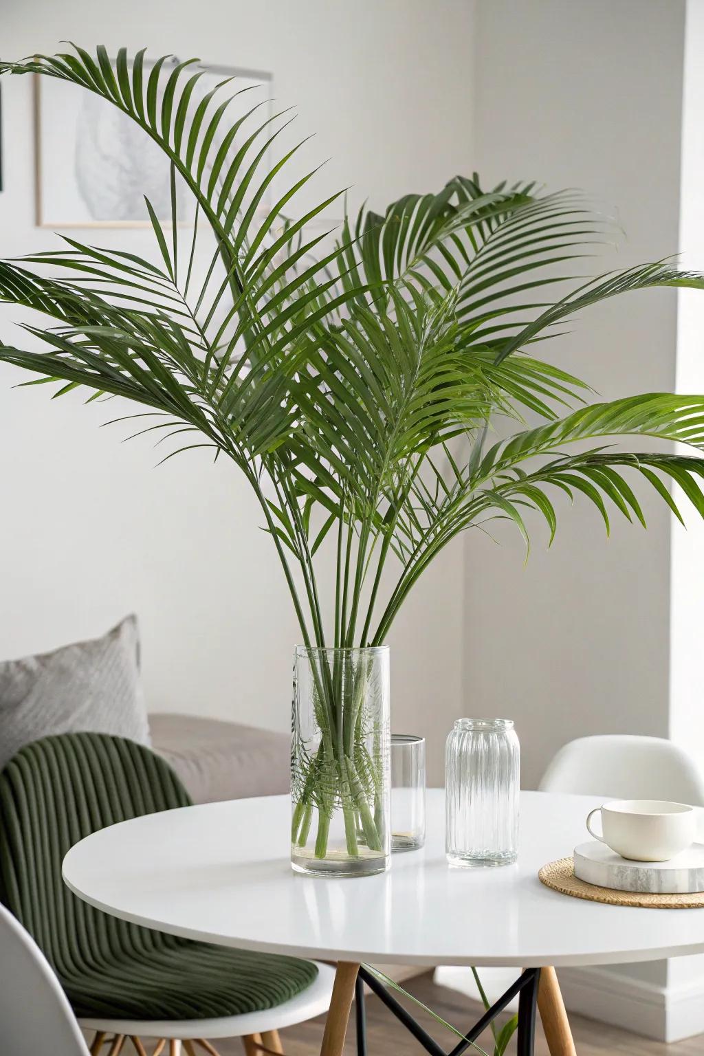 Soaring palm leaves fashioned into a show-stopping, elegant centerpiece.