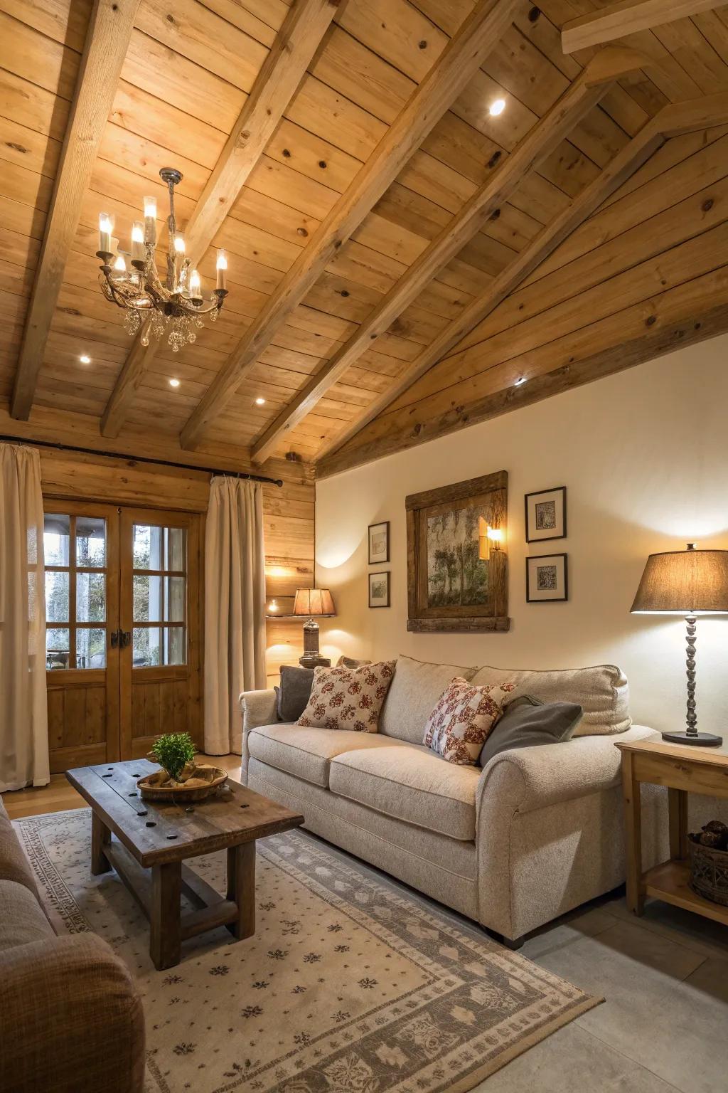 Wood paneling infuses warmth and character.