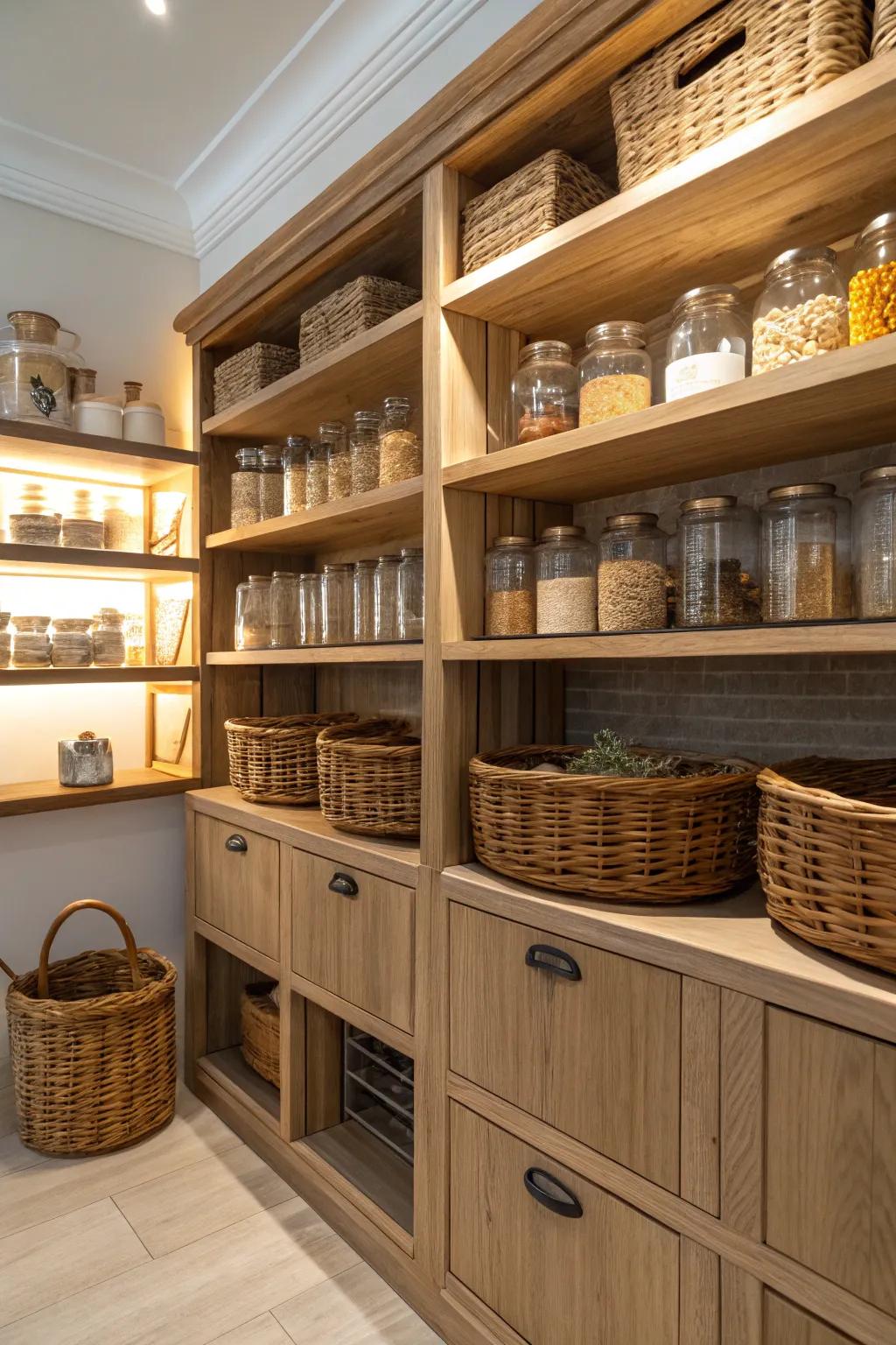 Open shelving marries practicality with visual appeal.