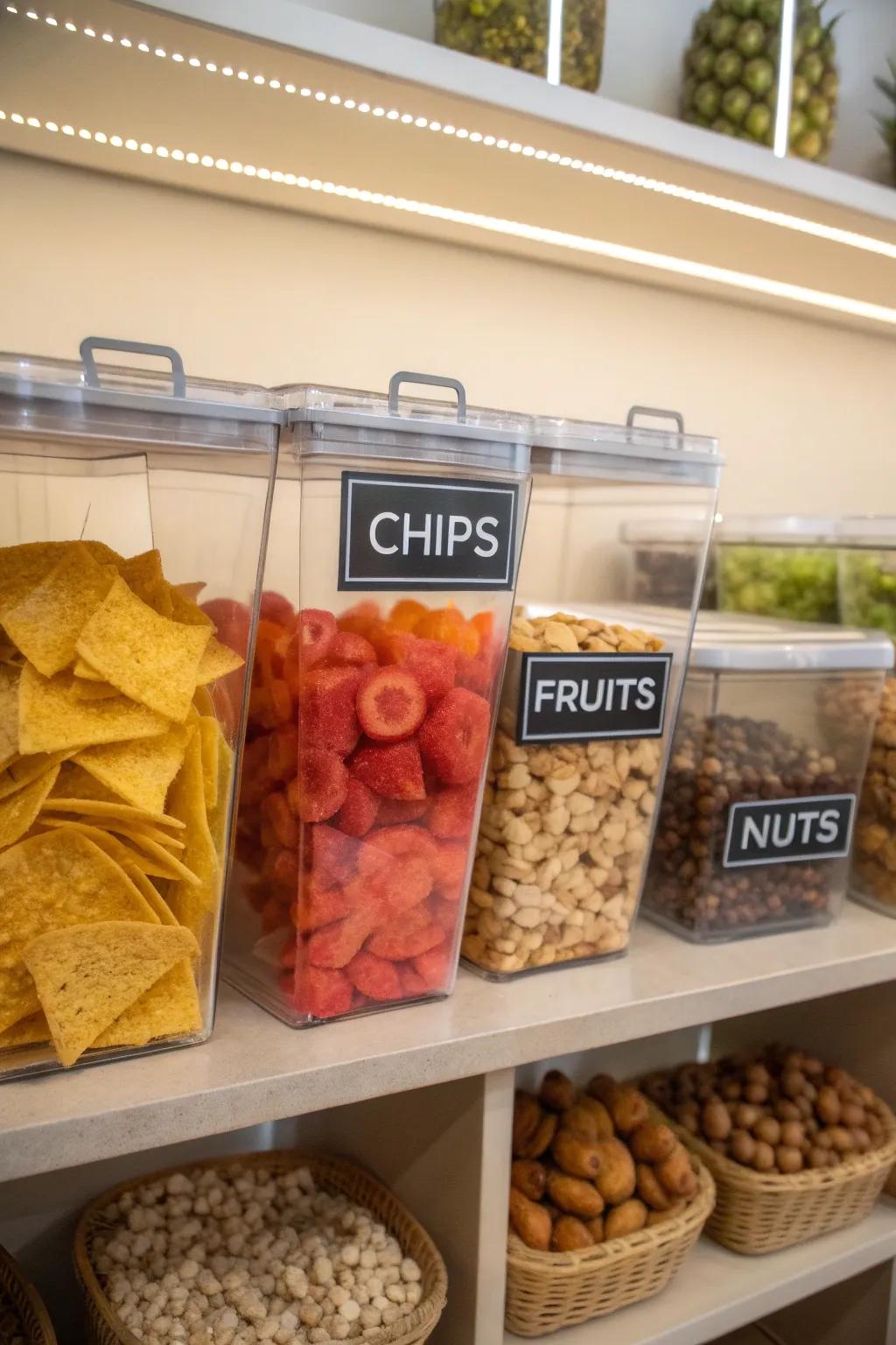 Clear containers allow you to easily view and select your favorite treats.