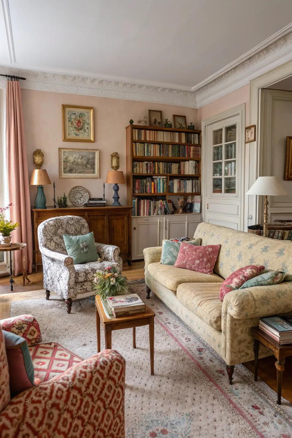 Elegant furniture defines the Parisian living room's aesthetic.