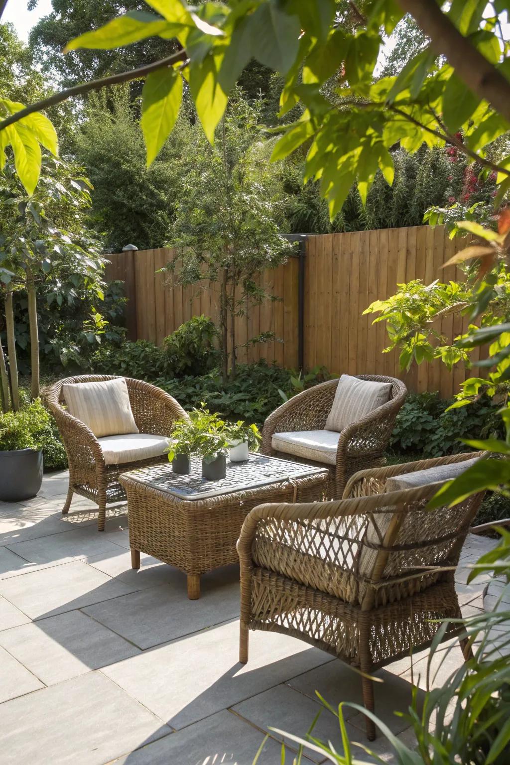 Vintage-inspired rattan imparts a nostalgic yet invigorating ambiance to your patio.