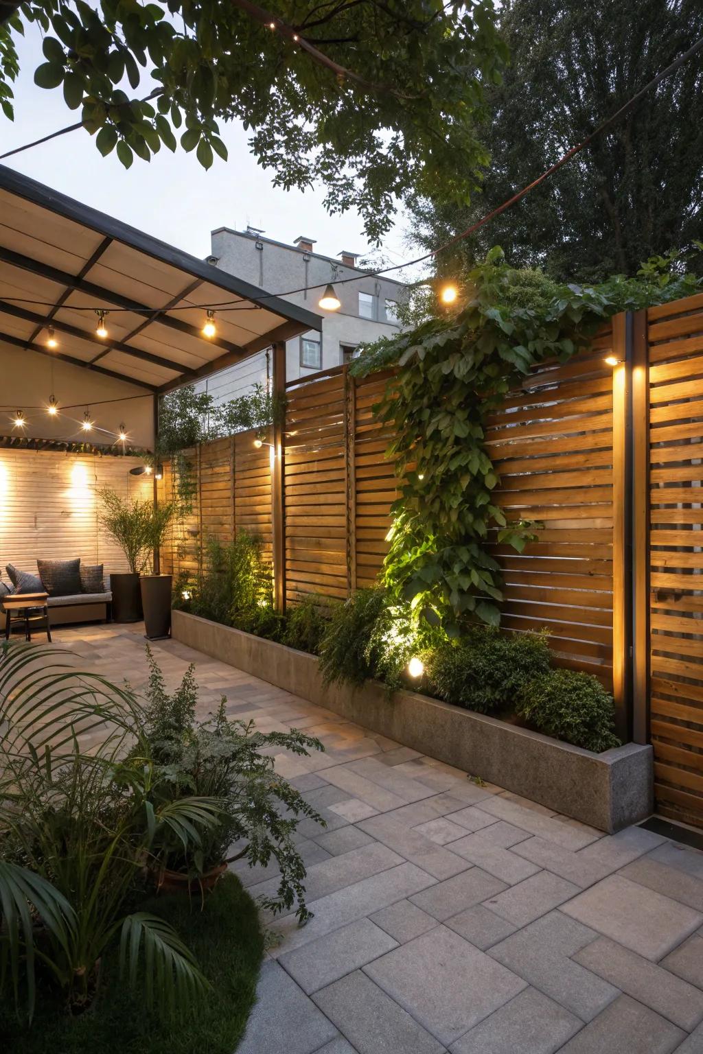 Timber dividers impart classic sophistication, enhancing both the aesthetic and privacy of your patio.