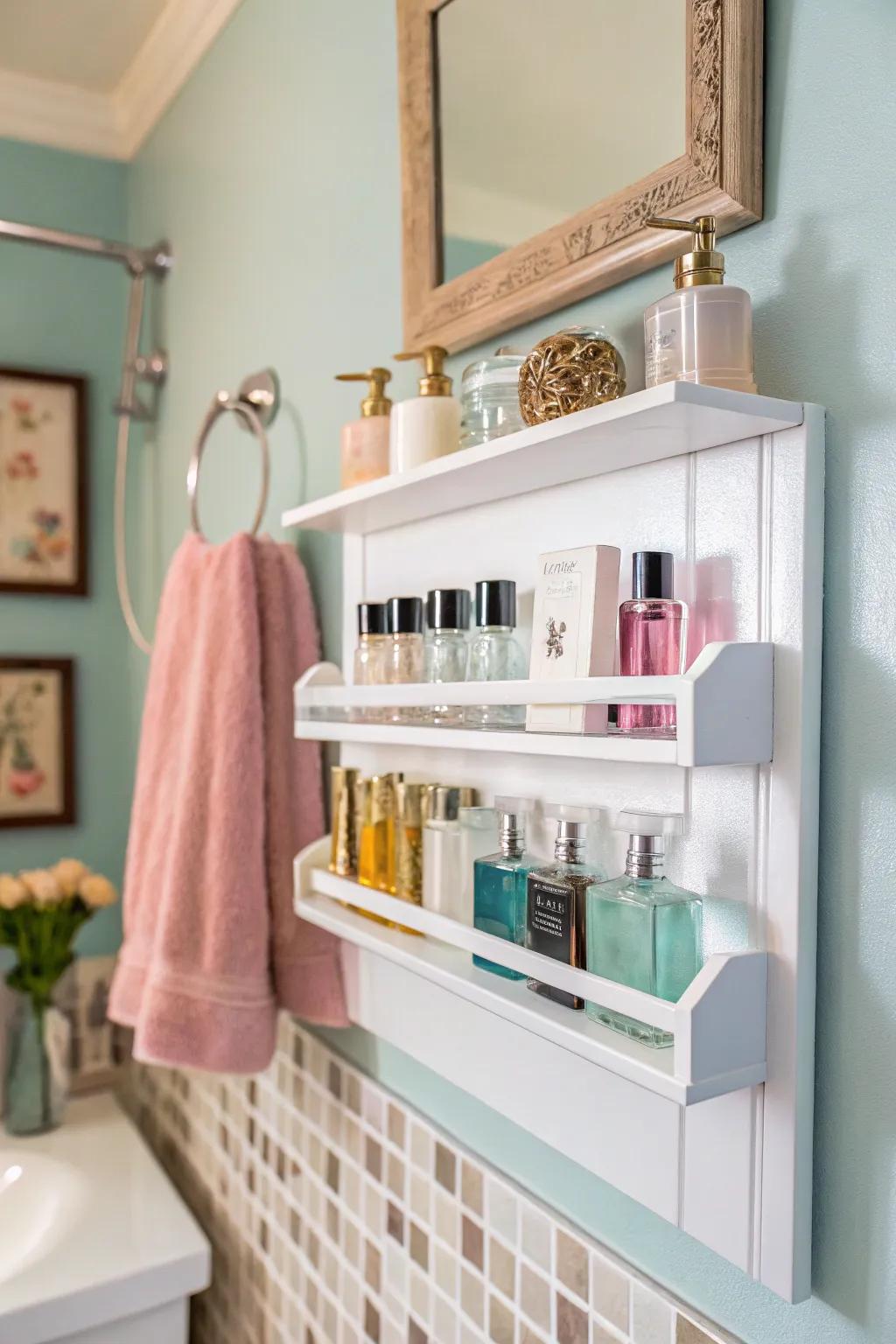 Weightless ledges provide a sophisticated method for showcasing your fragrance assortment.