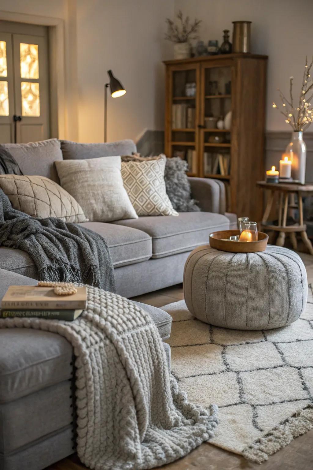 Using layers of grey hues for a sophisticated design.