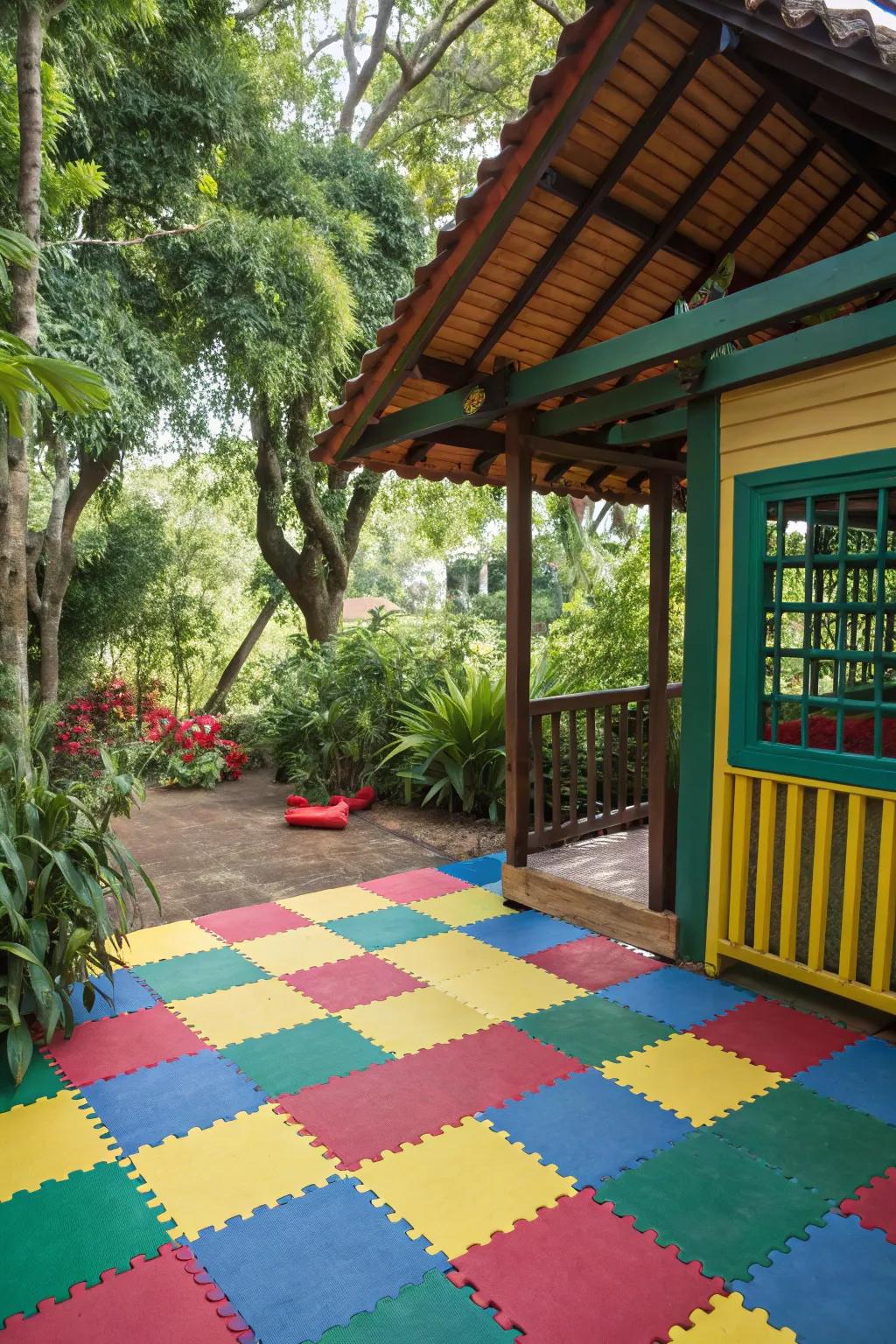 Rubber bases offer a secure and vibrant play area for energetic children.