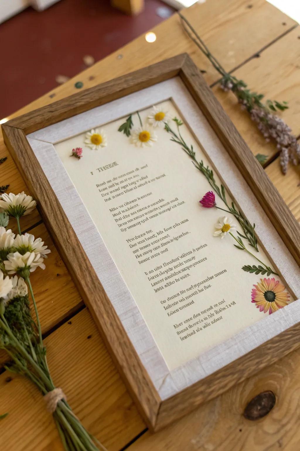 Pressed flowers lend an age-old charm to your poetic displays.
